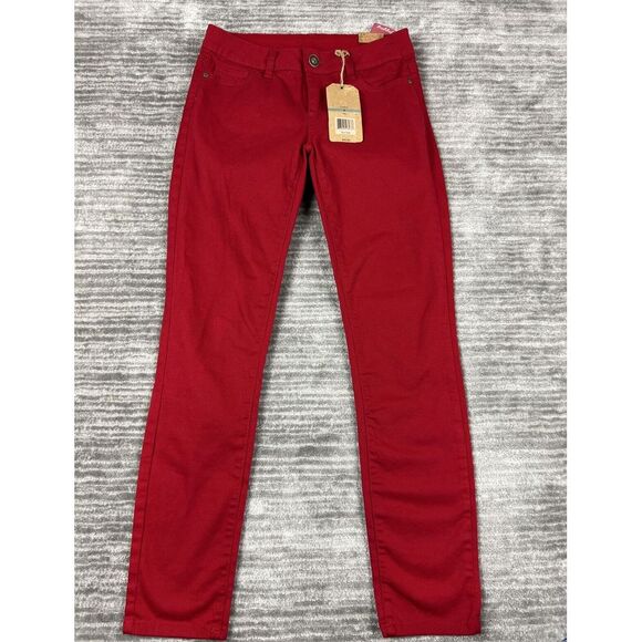 Red Camel Jeans Womens‎ Juniors 5 Red Jeggings Straight Leg Stretch NWT - Picture 1 of 14